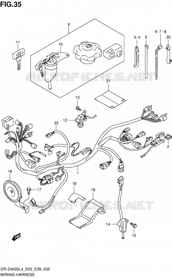 BEDRADING (DR-Z400SL4 E03) Suzuki MOTO 400 DR-Z 2014  DR-Z400S L4 (E03,E28,E33)