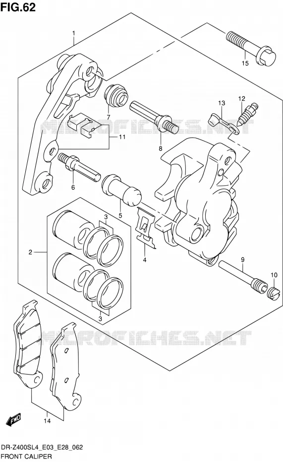 FRONT CALIPER Suzuki MOTO 400 DR-Z 2014  DR-Z400S L4 (E03,E28,E33)