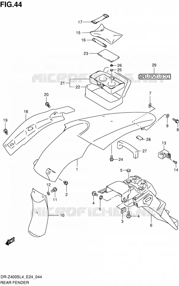 ACHTERSPATBORD Suzuki MOTO 400 DR-Z 2014  DR-Z400S L4 (E24)