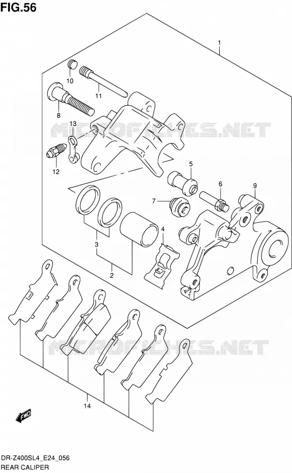 REAR CALIPER Suzuki MOTO 400 DR-Z 2014  DR-Z400S L4 (E24)