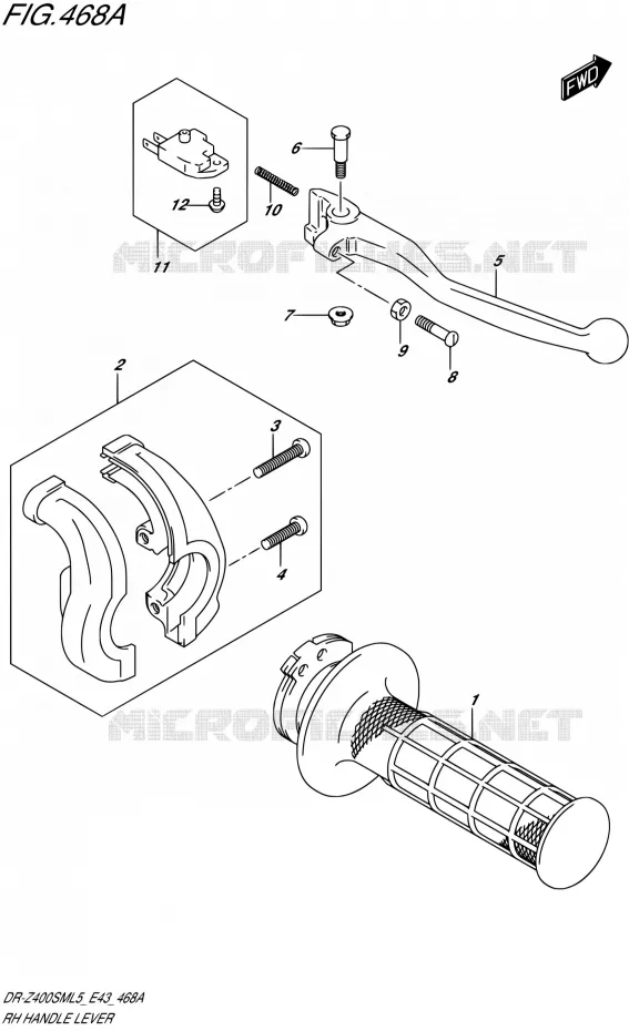 RECHTS HANDGRIPS - LEVERS Suzuki MOTO 400 DR-Z 2015  DR-Z400SM L5 (E43)