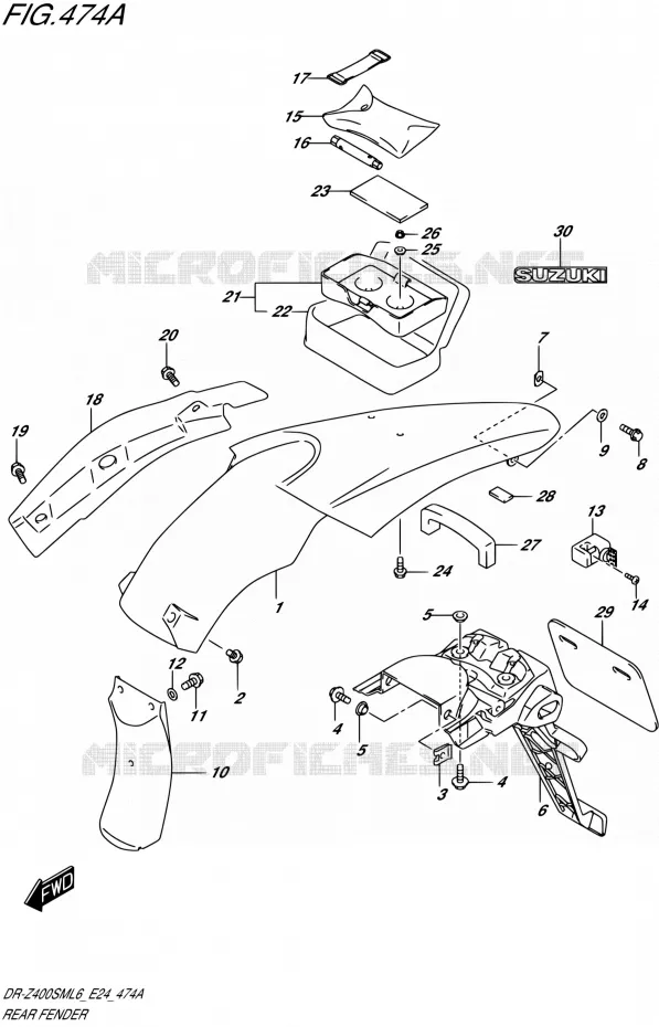 ACHTERSPATBORD Suzuki MOTO 400 DR-Z 2016  DR-Z400SM L6 (E24)