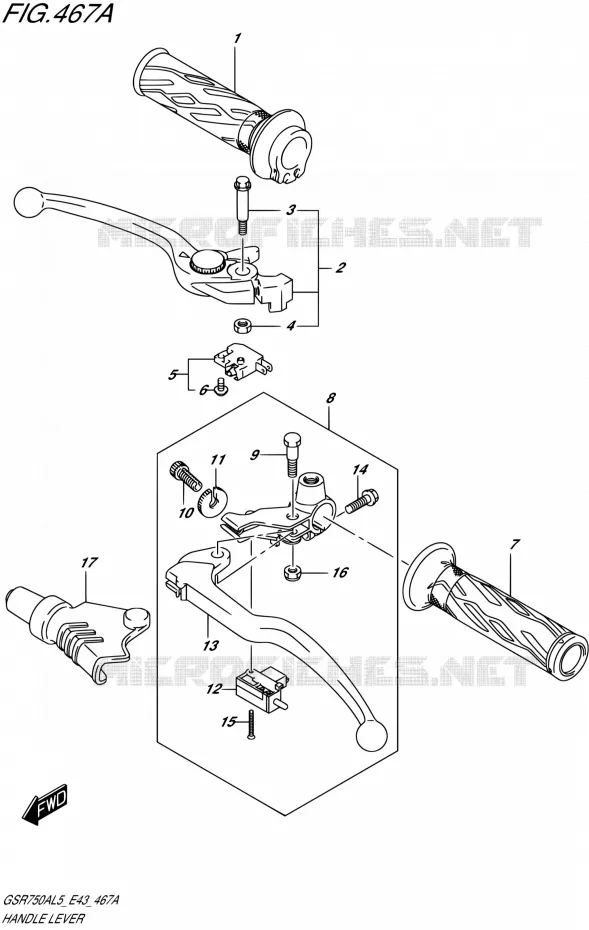 HANDGRIPS - LEVERS Suzuki MOTO 750 GSR 2015  GSR750A L5 (E43)