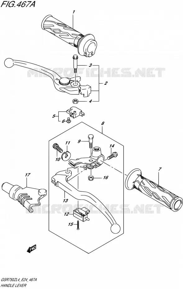 HANDGRIPS - LEVERS Suzuki MOTO 750 GSR 2014  GSR750Z L4 (E24)