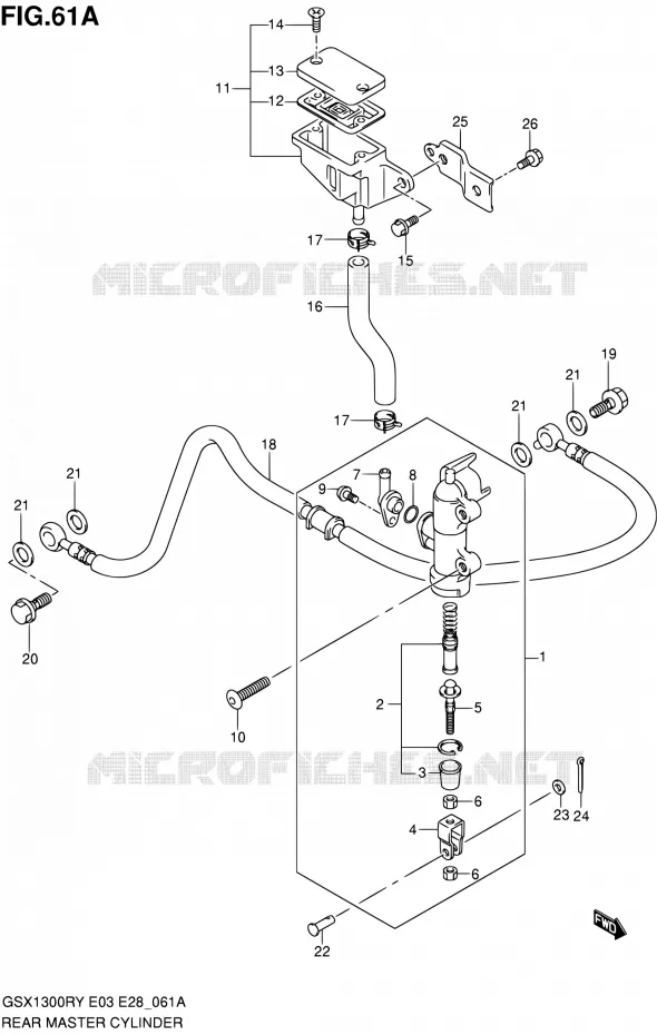 ACHTER HOOFDREMCILINDER (MODELE K3) Suzuki MOTO 1300 HAYABUSA 2000  GSX1300R Y (E03,E28,E33)