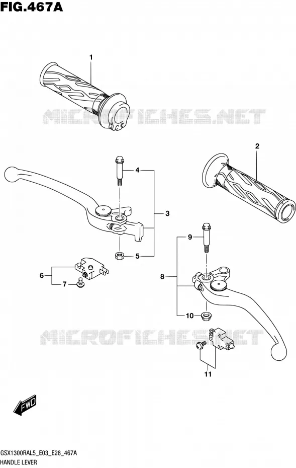 HANDGRIPS - LEVERS Suzuki MOTO 1300 HAYABUSA 2015  GSX1300RA L5 (E03,E28,E33)
