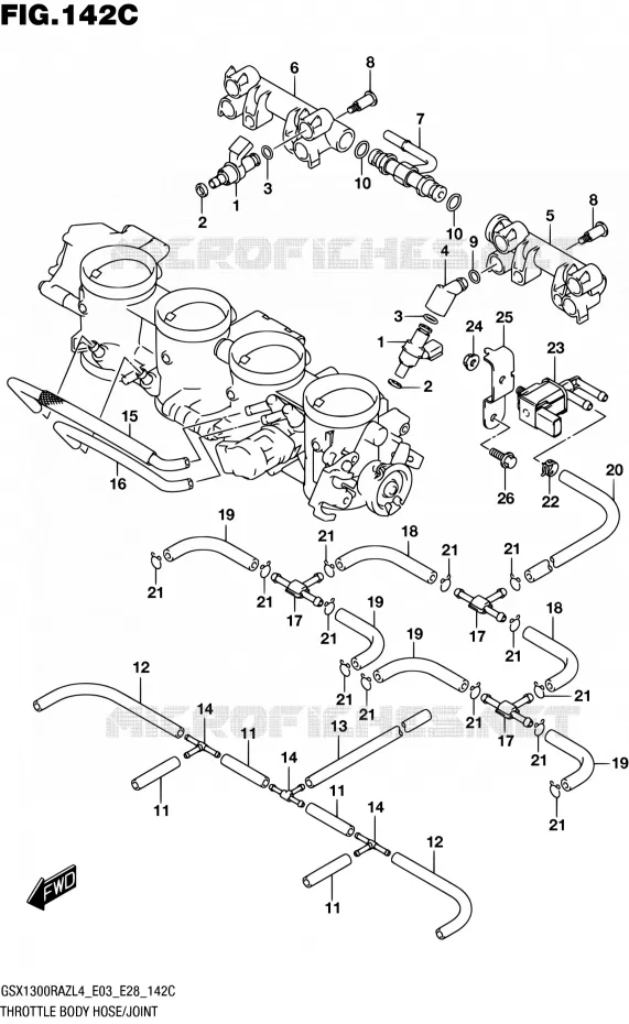 GASKLEPHUIS (GSX1300RAZL4 E33) Suzuki MOTO 1300 HAYABUSA 2014  GSX1300RAZ L4 (E03,E28,E33)