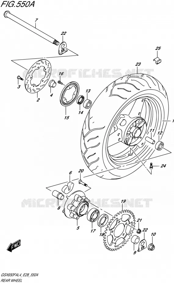 ACHTERWIEL Suzuki MOTO 650 GSX-F 2014  GSX650FA L4