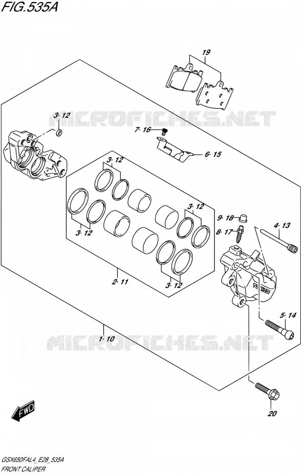 FRONT CALIPER Suzuki MOTO 650 GSX-F 2014  GSX650FA L4