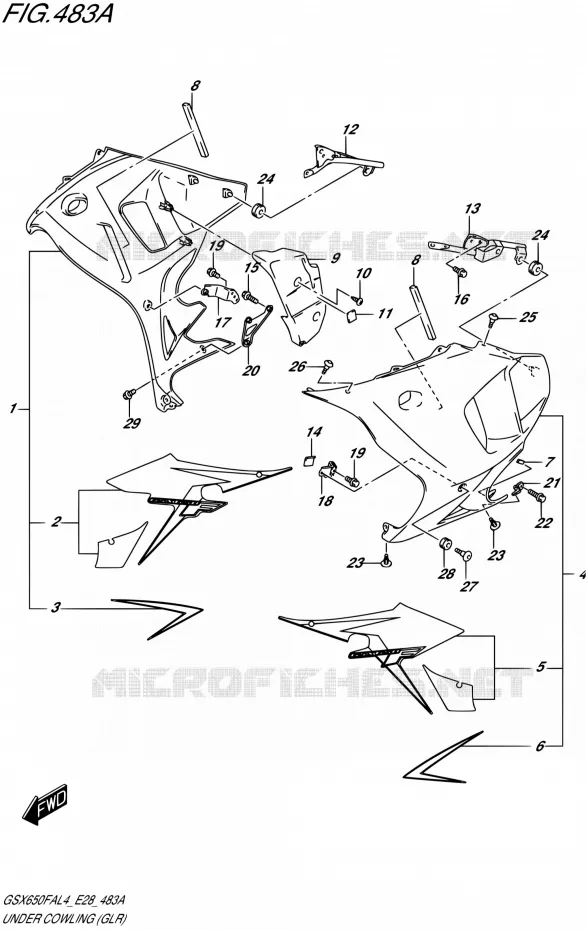 ONDERAANKLEDING (GLR) Suzuki MOTO 650 GSX-F 2014  GSX650FA L4