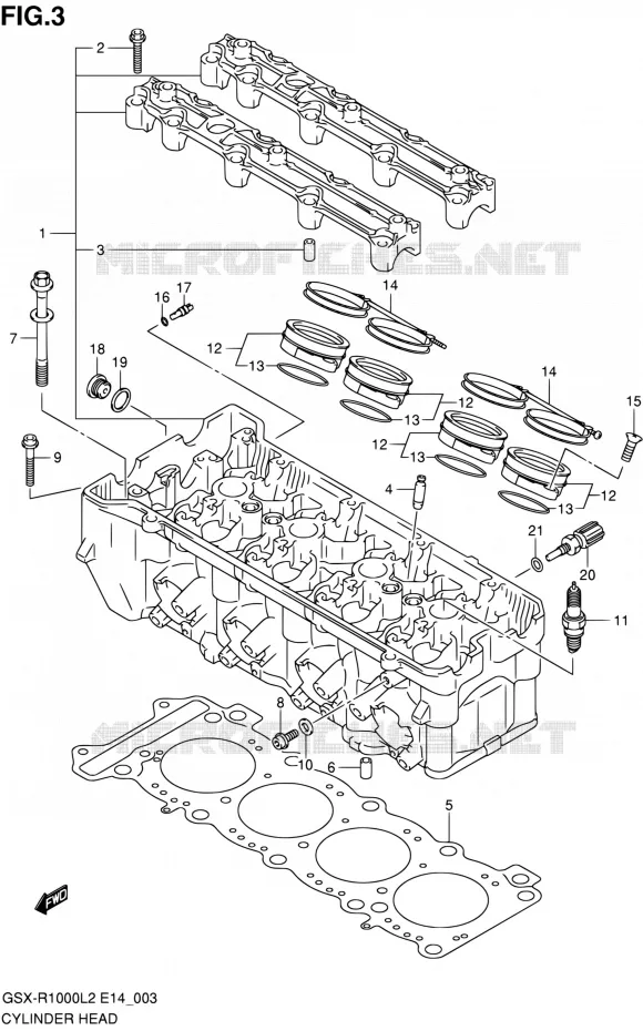 CILINDERKOP Suzuki MOTO 1000 GSX-R 2012  GSX-R1000 L2 (E14)