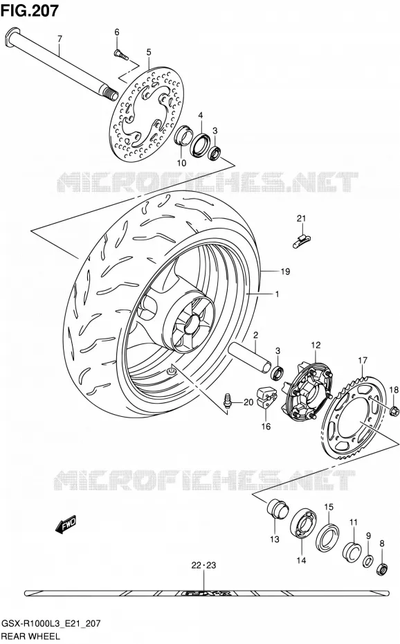 ACHTERWIEL (GSX-R1000ZUFL3 E21) Suzuki MOTO 1000 GSX-R 2013  GSX-R1000 L3/GSX-R1000Z L3 (E24)