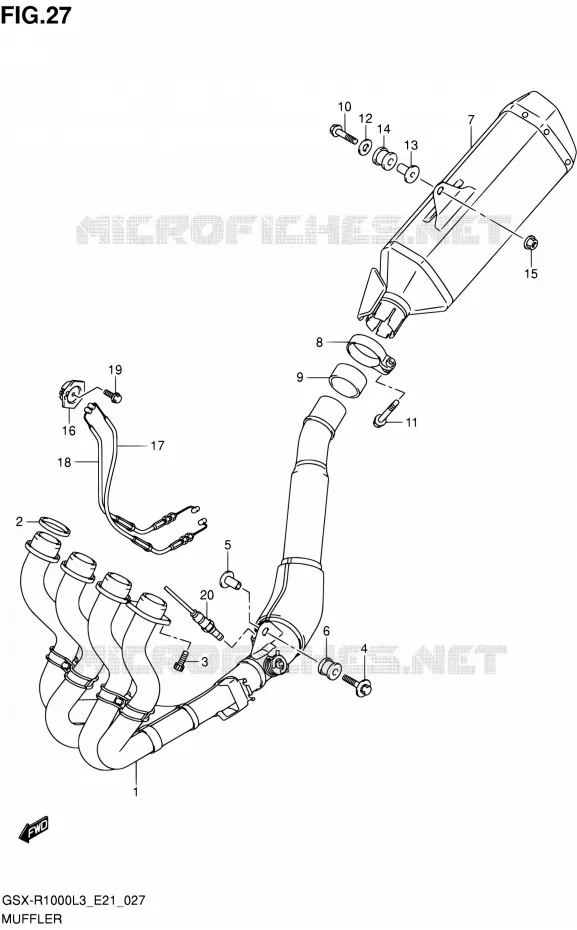 GELUIDDEMPER (GSX-R1000UFL3 E21) Suzuki MOTO 1000 GSX-R 2013  GSX-R1000 L3/GSX-R1000Z L3 (E24)