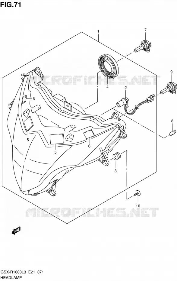 KOPLAMP (GSX-R1000ZUFL3 E21) Suzuki MOTO 1000 GSX-R 2013  GSX-R1000 L3/GSX-R1000Z L3 (E24)