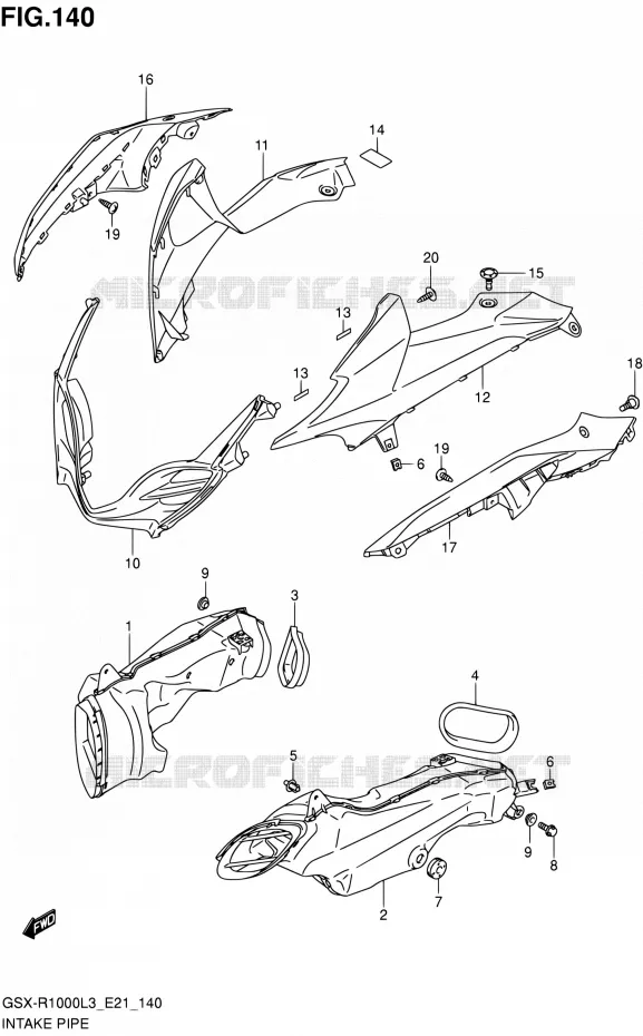 LUCHTKANAAL (GSX-R1000L3 E21) Suzuki MOTO 1000 GSX-R 2013  GSX-R1000 L3/GSX-R1000Z L3 (E24)