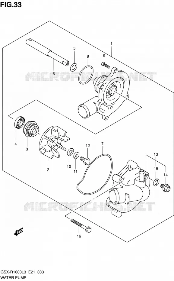 WATERPOMP Suzuki MOTO 1000 GSX-R 2013  GSX-R1000 L3/GSX-R1000Z L3 (E24)