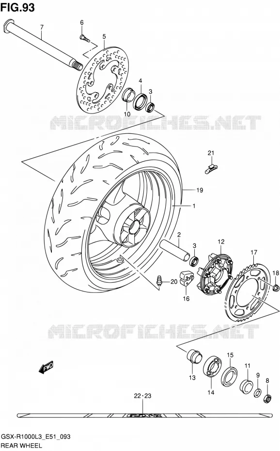 ACHTERWIEL (GSX-R1000ZL3 E51) Suzuki MOTO 1000 GSX-R 2013  GSX-R1000 L3/GSX-R1000Z L3 (E51)