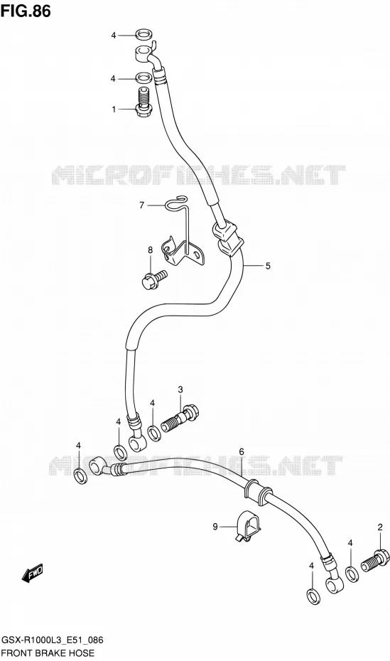FRONT REMSLANG Suzuki MOTO 1000 GSX-R 2013  GSX-R1000 L3/GSX-R1000Z L3 (E51)