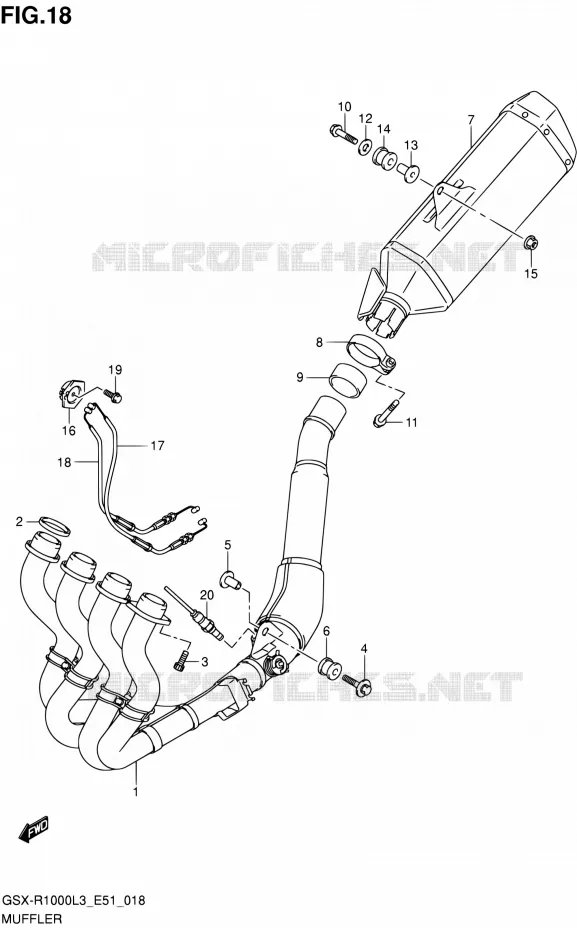 GELUIDDEMPER (GSX-R1000ZL3 E51) Suzuki MOTO 1000 GSX-R 2013  GSX-R1000 L3/GSX-R1000Z L3 (E51)