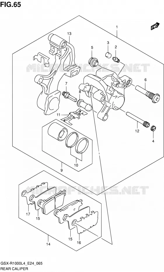REAR CALIPER Suzuki MOTO 1000 GSX-R 2014  GSX-R1000 L4 (E24)