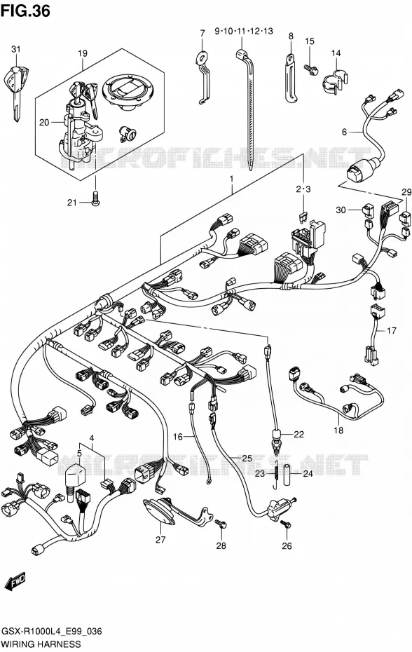 BEDRADING Suzuki MOTO 1000 GSX-R 2014  GSX-R1000 L4 (E99)