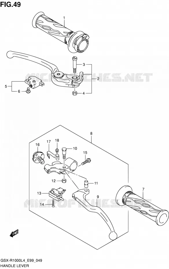 HANDGRIPS - LEVERS Suzuki MOTO 1000 GSX-R 2014  GSX-R1000 L4 (E99)