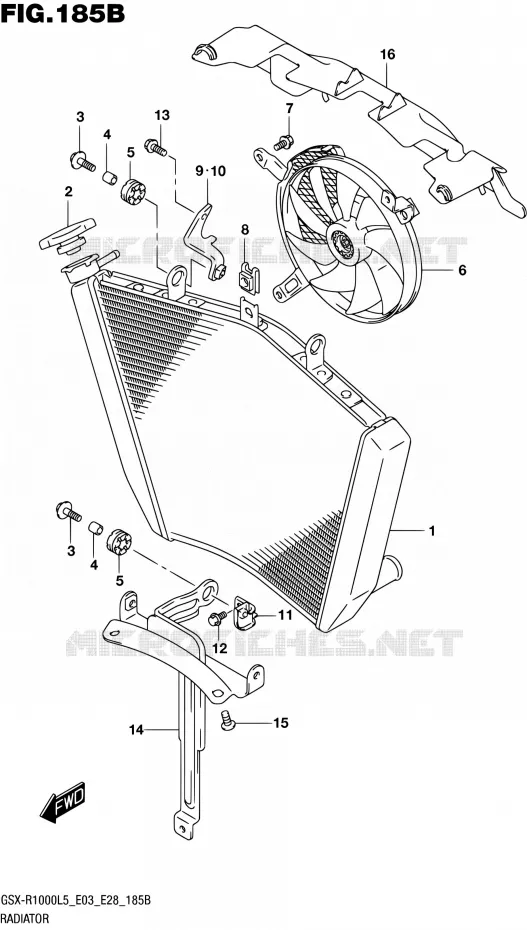 RADIATOR (GSX-R1000L5 E28) Suzuki MOTO 1000 GSX-R 2015  GSX-R1000 L5 (E03,E28,E33)