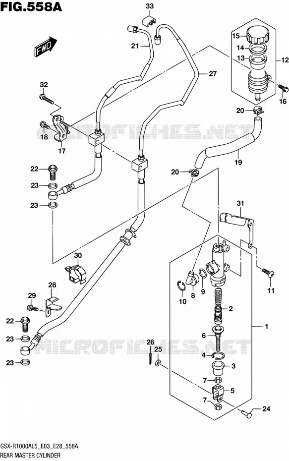 ACHTER HOOFDREMCILINDER Suzuki MOTO 1000 GSX-R 2015  GSX-R1000A L5 (E03,E28,E33)