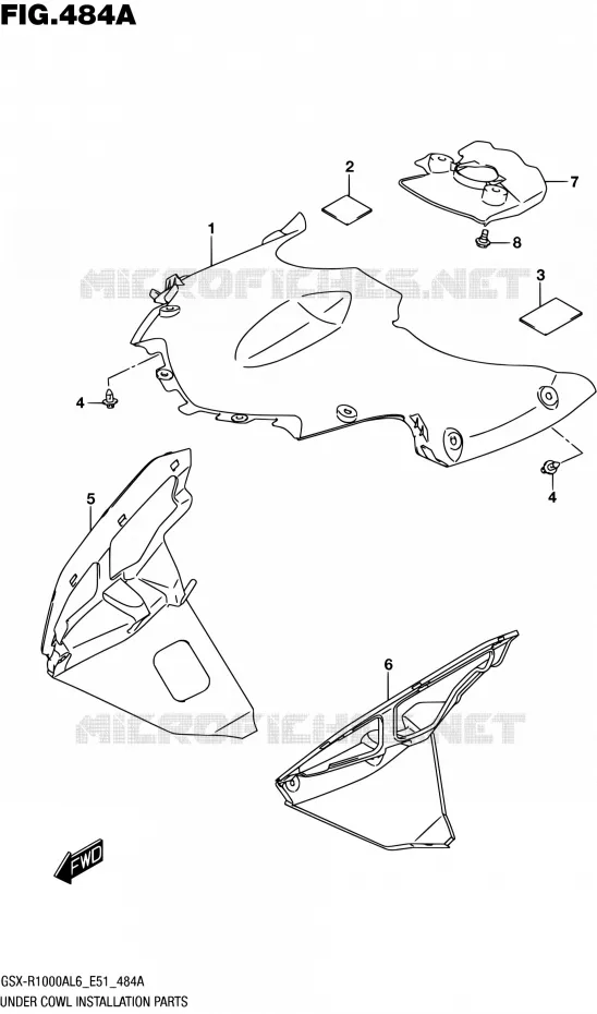 FAIRING INSTALLATIEDELEN Suzuki MOTO 1000 GSX-R 2016  GSX-R1000A L6 (E51)