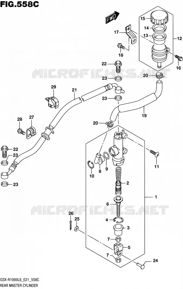 ACHTER HOOFDREMCILINDER (GSX-R1000UFL6 E21) Suzuki MOTO 1000 GSX-R 2016  GSX-R1000UF L6 (E21)