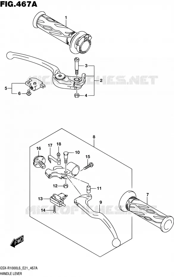 HANDGRIPS - LEVERS Suzuki MOTO 1000 GSX-R 2016  GSX-R1000UF L6 (E21)