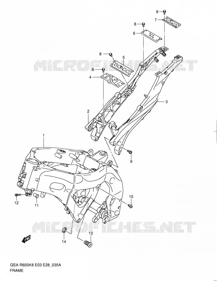 FRAME (MODEL L0) Suzuki MOTO 600 GSX-R 2010  GSX-R600 L0 (E03,E28,E33)