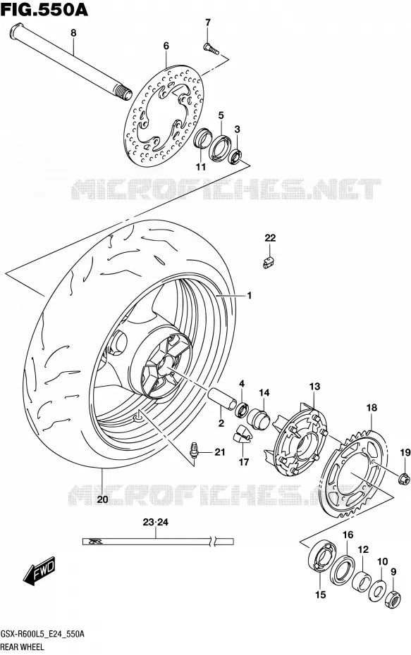 ACHTERWIEL Suzuki MOTO 600 GSX-R 2015  GSX-R600 L5 (E24)