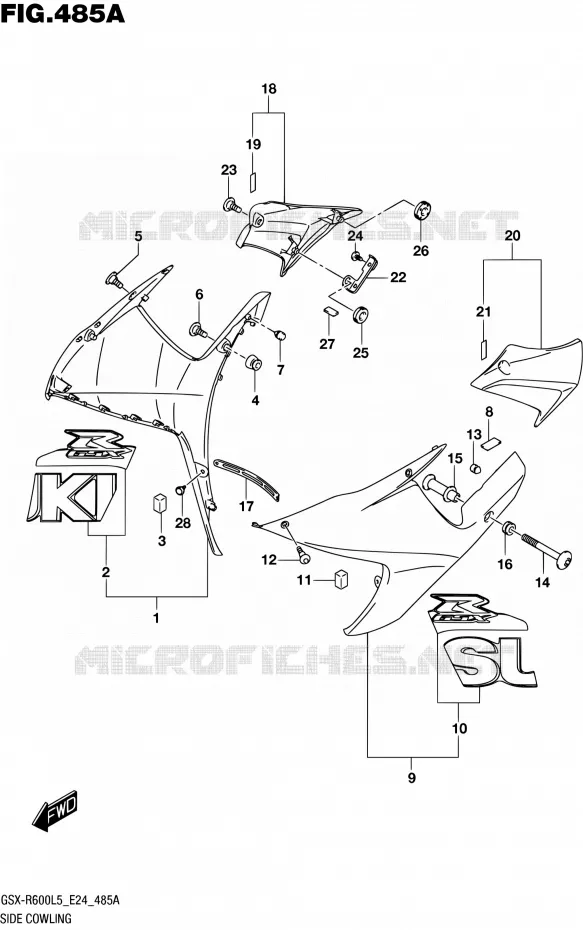 SIDE KUIP (YSF) Suzuki MOTO 600 GSX-R 2015  GSX-R600 L5 (E24)