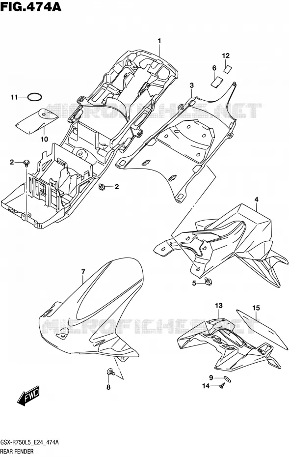 ACHTERSPATBORD Suzuki MOTO 750 GSX-R 2015  GSX-R750 L5 (E24)