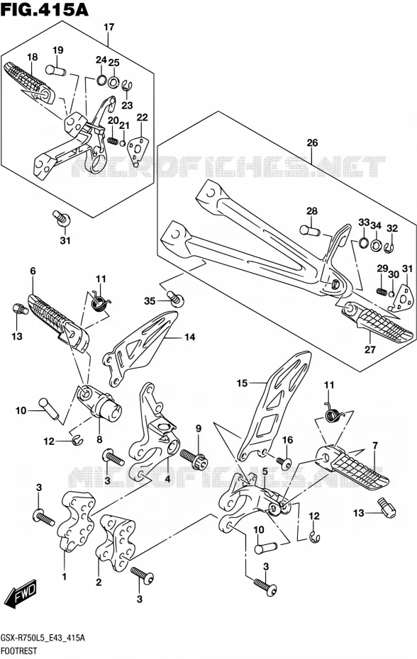FOOTREST Suzuki MOTO 750 GSX-R 2015  GSX-R750 L5 (E43)