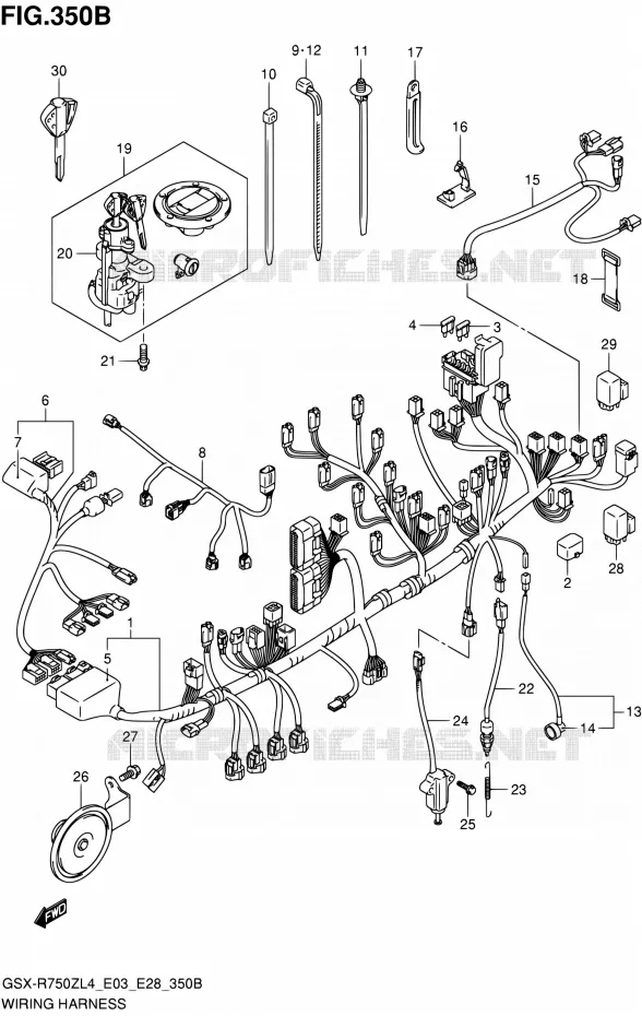 BEDRADING (GSX-R750ZL4 E28) Suzuki MOTO 750 GSX-R 2014  GSX-R750Z L4 (E03,E28,E33)