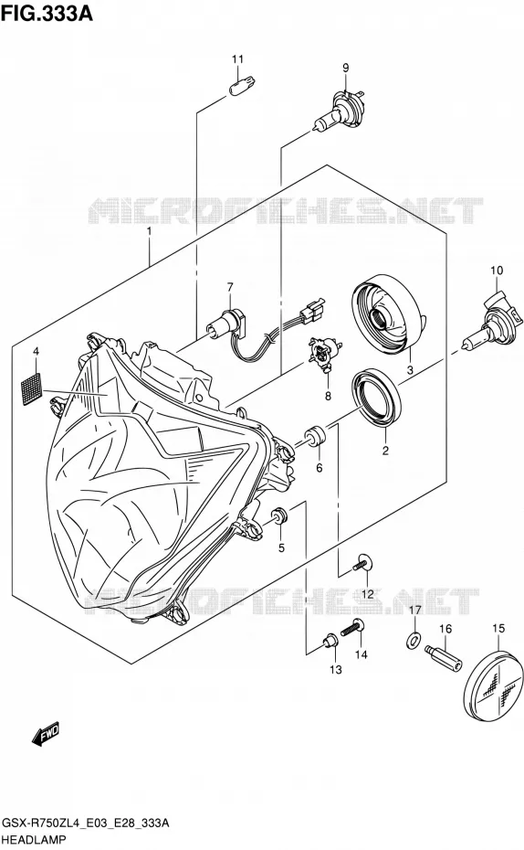 KOPLAMP Suzuki MOTO 750 GSX-R 2014  GSX-R750Z L4 (E03,E28,E33)