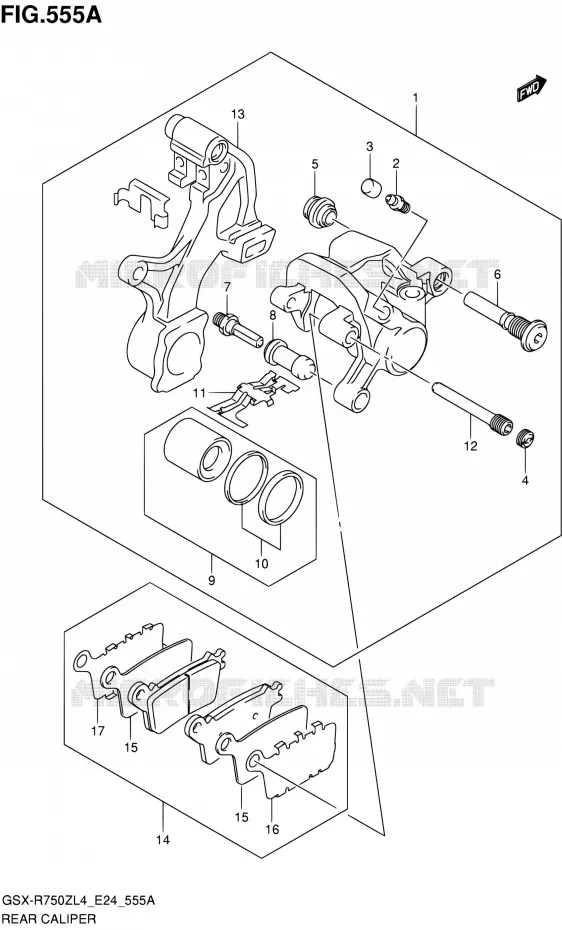REAR CALIPER Suzuki MOTO 750 GSX-R 2014  GSX-R750Z L4 (E24)
