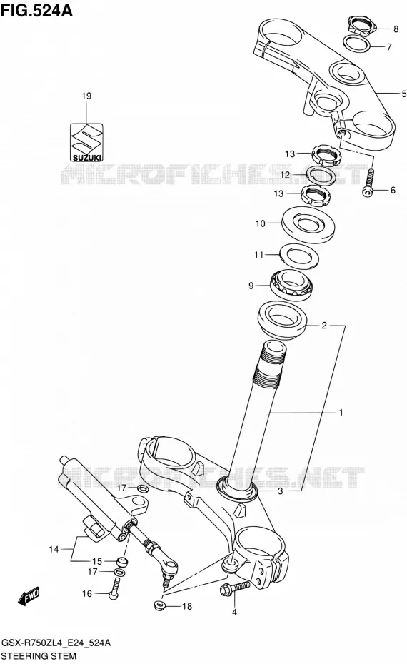 STUURKOLOM Suzuki MOTO 750 GSX-R 2014  GSX-R750Z L4 (E24)