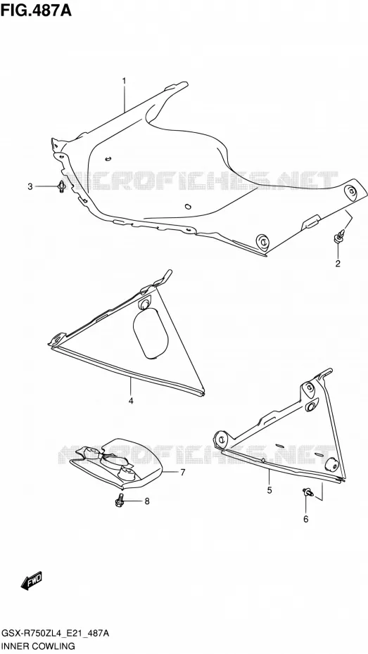 INNER KUIP Suzuki MOTO 750 GSX-R 2014  GSX-R750ZUF L4 (E21)
