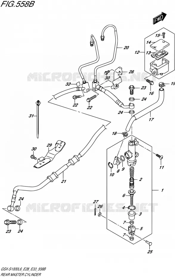 ACHTER HOOFDREMCILINDER (GSX-S1000AL6 E28) Suzuki MOTO 1000 GSX-S 2016  GSX-S1000A L6 (E28 E33)