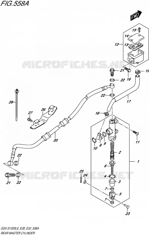 ACHTER HOOFDREMCILINDER (GSX-S1000L6 E33) Suzuki MOTO 1000 GSX-S 2016  GSX-S1000A L6 (E28 E33)
