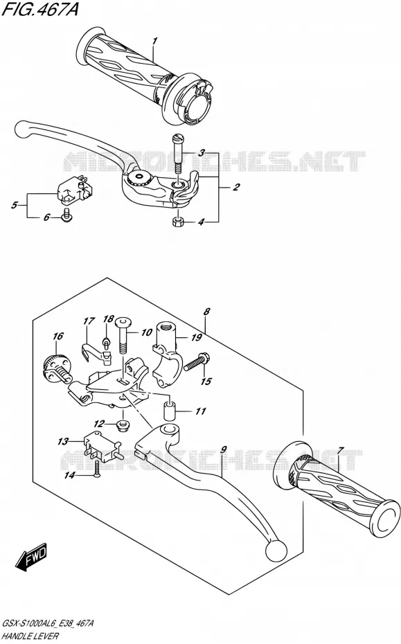 HANDGRIPS - LEVERS Suzuki MOTO 1000 GSX-S 2016  GSX-S1000A L6 (E38)
