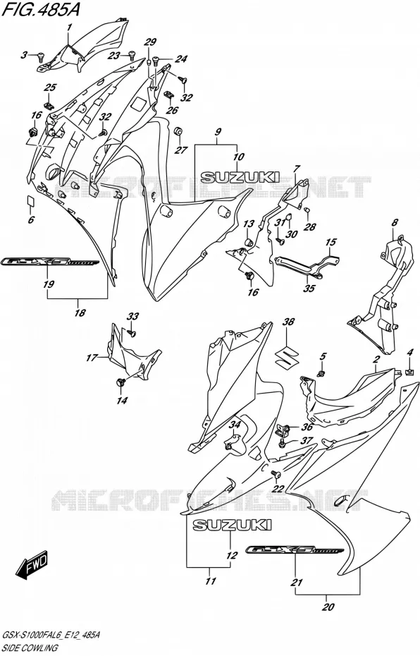 SIDE KUIP (PGZ,AV4) Suzuki MOTO 1000 GSX-S 2016  GSX-S1000FA L6 (E12)