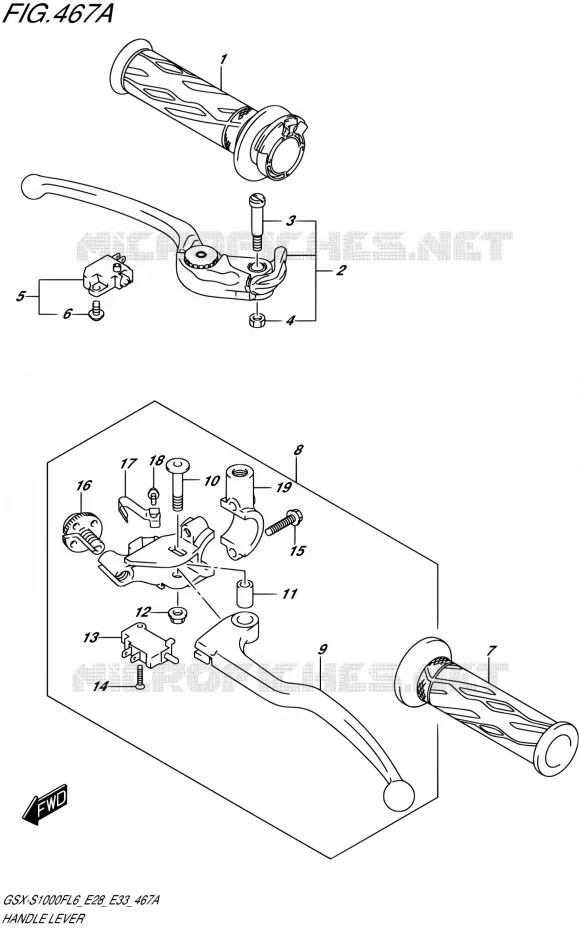 HANDGRIPS - LEVERS Suzuki MOTO 1000 GSX-S 2016  GSX-S1000FA L6 (E28 E33)
