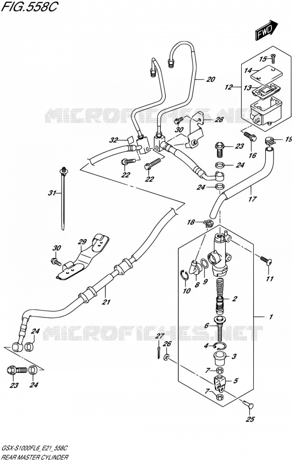 ACHTER HOOFDREMCILINDER (GSX-S1000FAL6 E21) Suzuki MOTO 1000 GSX-S 2015  GSX-S1000FUF L6 (E21)