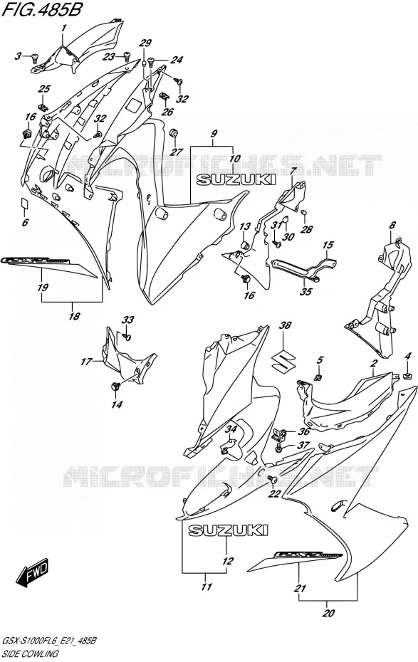 SIDE KUIP (YSF) Suzuki MOTO 1000 GSX-S 2015  GSX-S1000FUF L6 (E21)