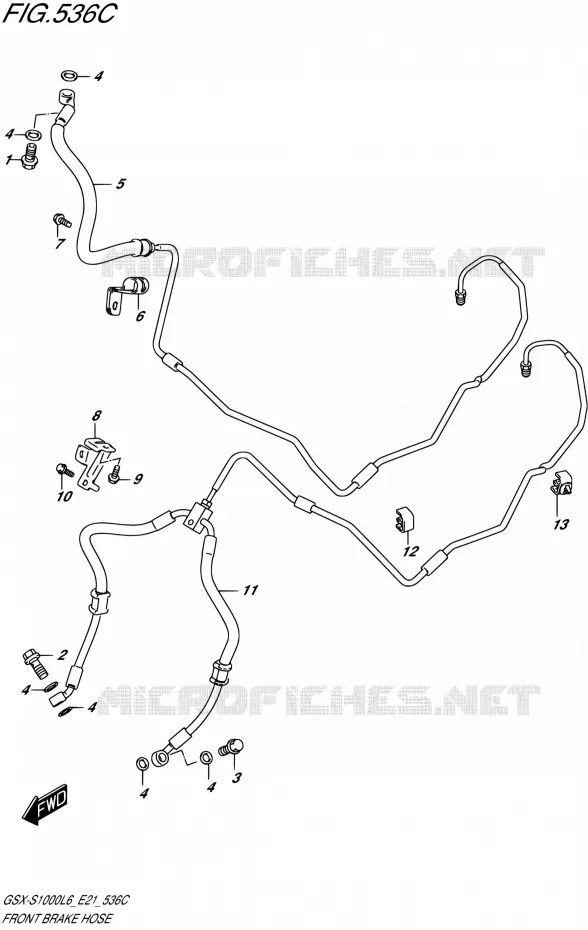 FRONT REMSLANG (GSX-S1000AL6 E21) Suzuki MOTO 1000 GSX-S 2015  GSX-S1000UF L6 (E21)