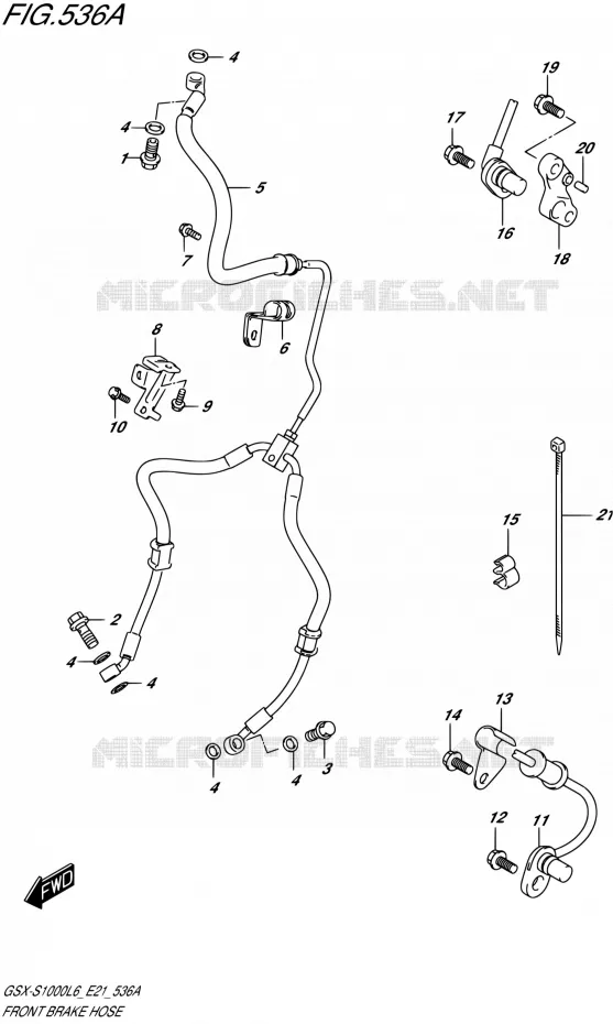 FRONT REMSLANG (GSX-S1000L6 E21) Suzuki MOTO 1000 GSX-S 2015  GSX-S1000UF L6 (E21)
